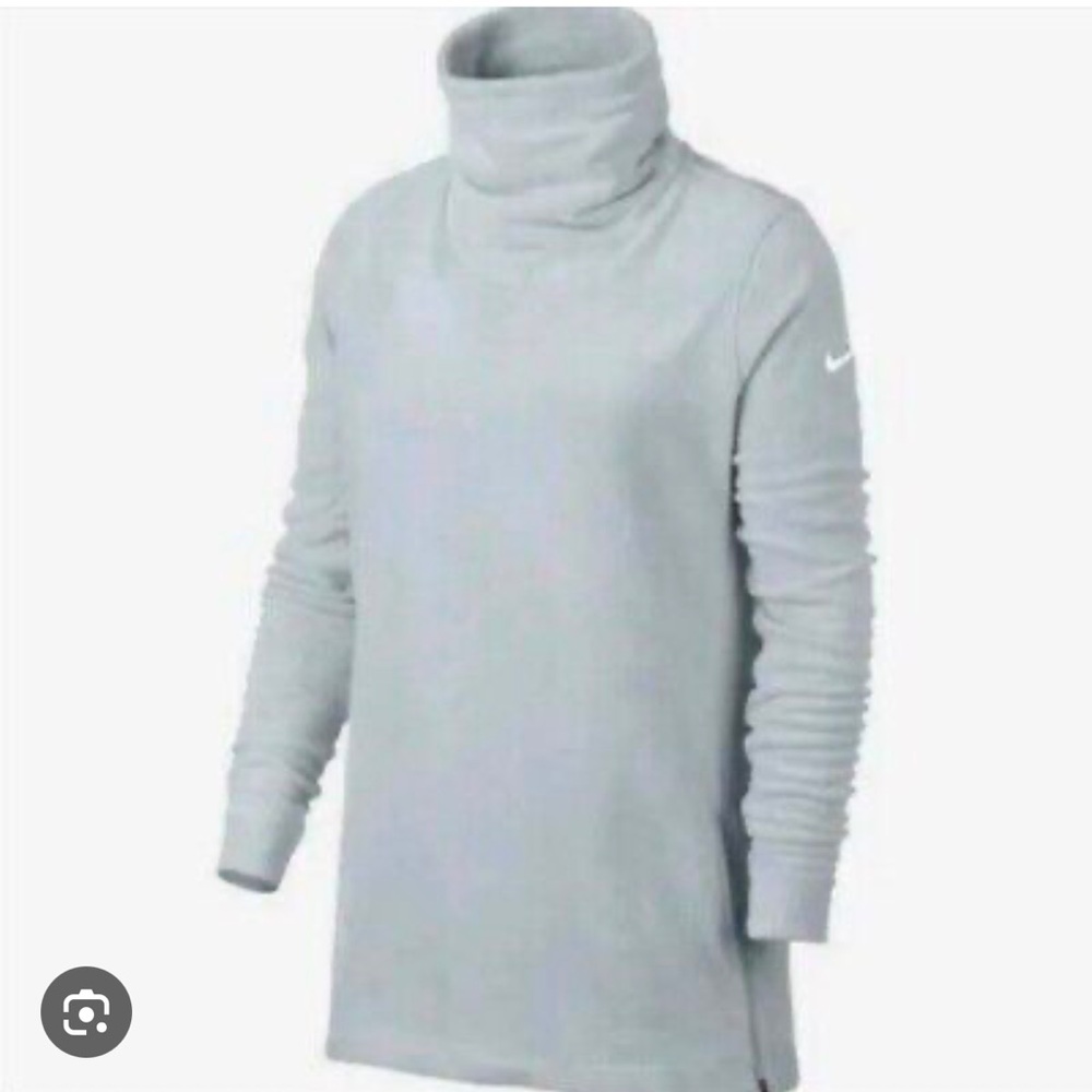 Nike Women’s Gray Fleece Funnel Neck Thermal Athletic Side Zip Pullover – Small